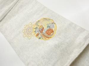 リサイクル　高島織物製　青銅箔花鳥に華紋模様織出し名古屋帯